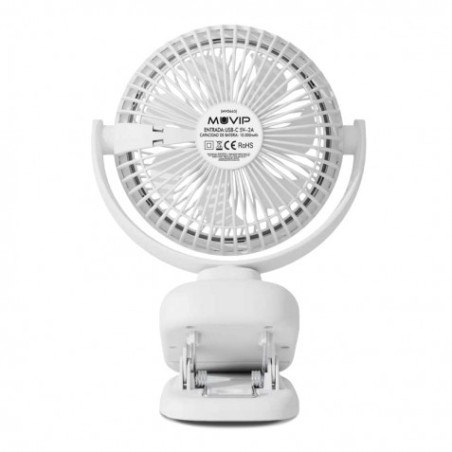 VENTILADOR PORTATIL TIPO CLIP 6" OSCILANTE CON LUZ LED Y BATERÍA MUVIP