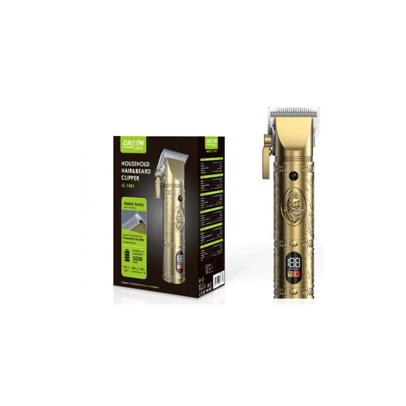 CORTAPELO BATERIA METAL BARBERO CON DISPLAY G-1481 GREEN