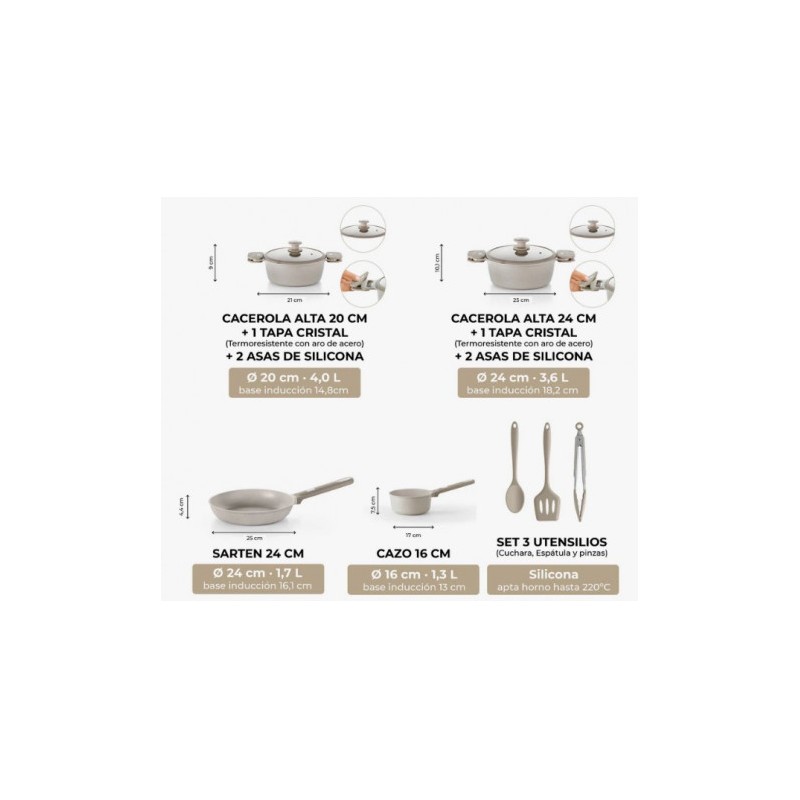 BATERIA DE COCINA 9 PIEZAS DENMARK MONIX