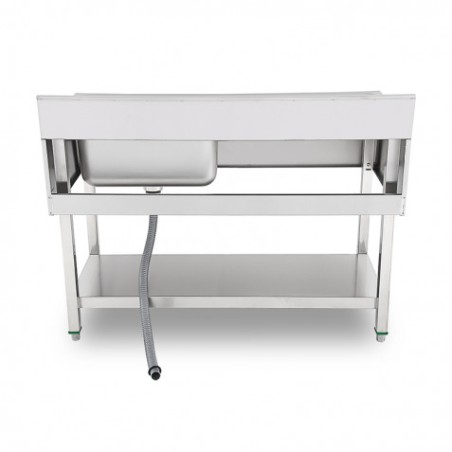 FREGADERO INDUSTRIAL 140X70X85CM CUBETA DERECHA Y ESTANTE CHEF PRO