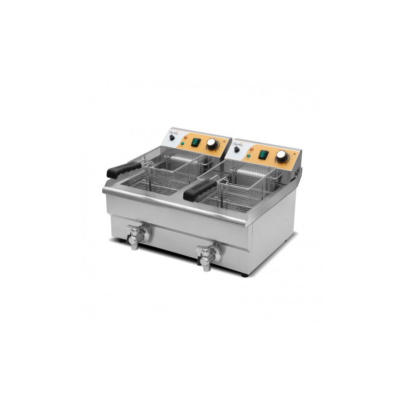 FREIDORA ELÉCTRICA PROFESIONAL 10+10 LITROS 2X3000W CHEF PRO