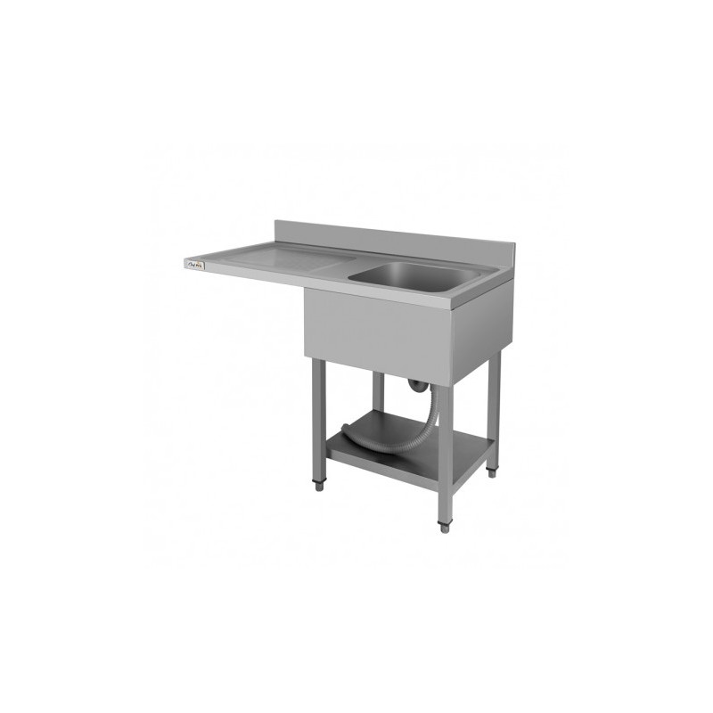 FREGADERO INDUSTRIAL 140X70X85CM CUBETA DERECHA Y ESTANTE CHEF PRO