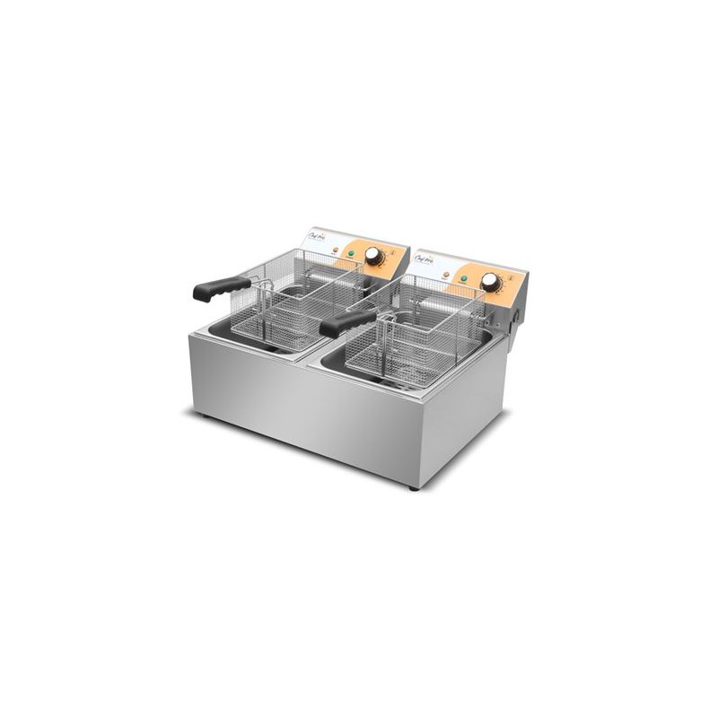 FREIDORA ELÉCTRICA PROFESIONAL 11+11 LITROS 2X3000W CHEF PRO