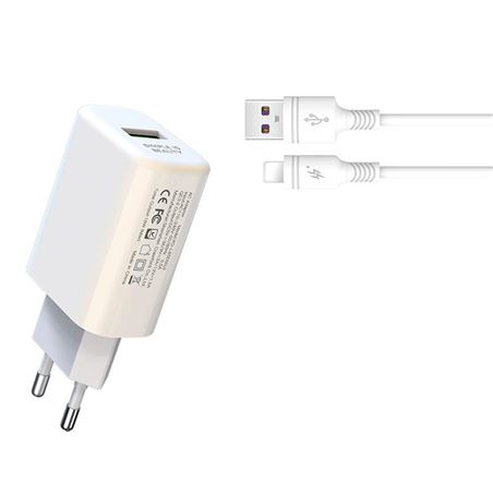 PACK CARGADOR CORRIENTE L85D 18W + CABLE LIGHTNING BLANCO XO - XOL85DLGWH