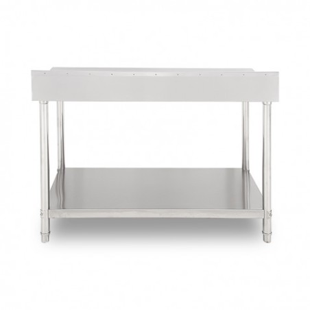 MESA DE TRABAJO ACERO INOXIDABLE 150X70X85CM CON RESPALDO CHEF PRO
