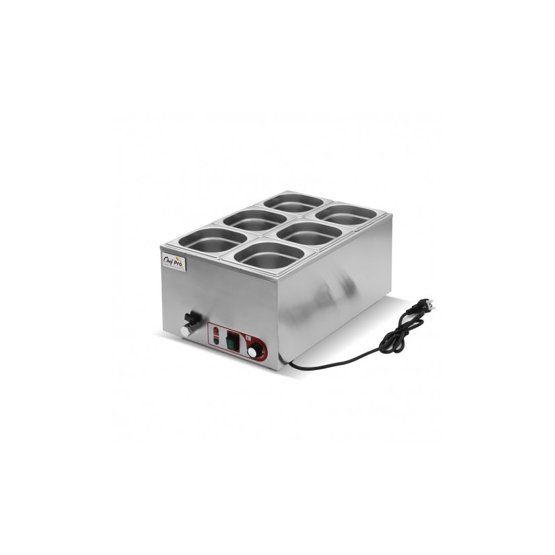 BAÑO MARIA INDUSTRIAL 6 CUBETAS 1200W CHEF PRO