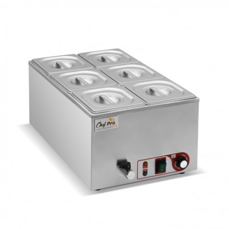 BAÑO MARIA INDUSTRIAL 6 CUBETAS 1200W CHEF PRO