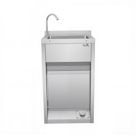 LAVAMANOS ACERO INOX INDUSTRIAL CON GRIFO DE PIE Y DISPENSADOR CHEF PRO