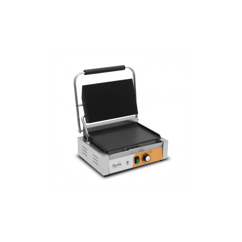 SANDWICHERA INDUSTRIAL SUPERFICIE MIXTA (RAYADA + LISA) 2200W CHEF PRO