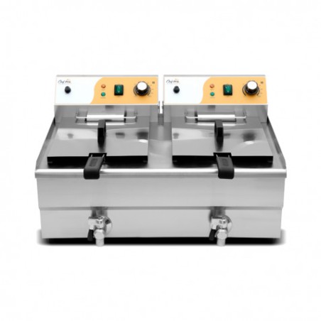 FREIDORA ELÉCTRICA PROFESIONAL 16+16 LITROS 2X3000W CHEF PRO