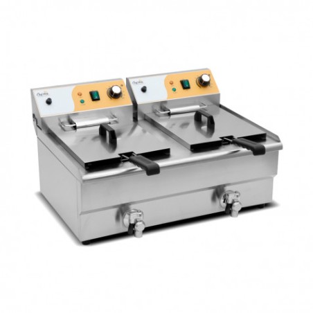 FREIDORA ELÉCTRICA PROFESIONAL 16+16 LITROS 2X3000W CHEF PRO