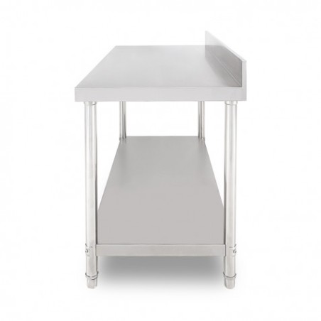 MESA DE TRABAJO ACERO INOXIDABLE 180X70X85CM CON RESPALDO CHEF PRO