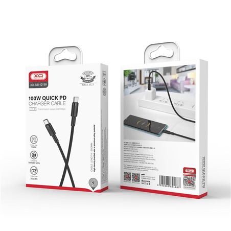 CABLE NBQ199 TIPO C 100W | NEGRO 1.5MTR XO - XONBQ199-3