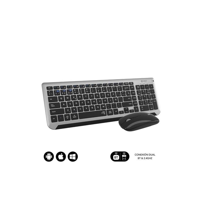 COMBO TECLADO Y RATON WIRELESS Y BLUETOOTH PRESTIGE EXTENDIDO NEGRO SUBBLIM