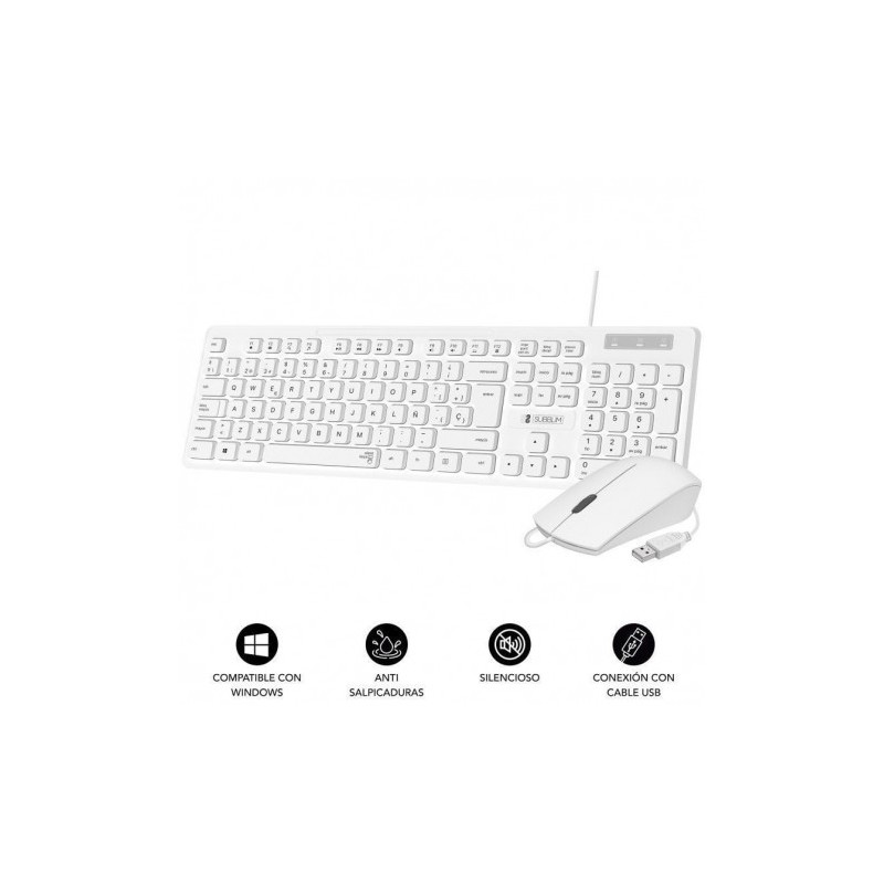COMBO TECLADO Y RATON CON CABLE BUSINESS SLIM BLANCO SUBBLIM