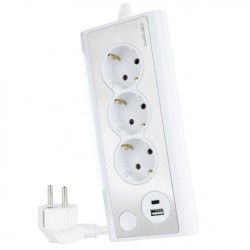 REGLETA 3 TOMAS + 2 USB CON...