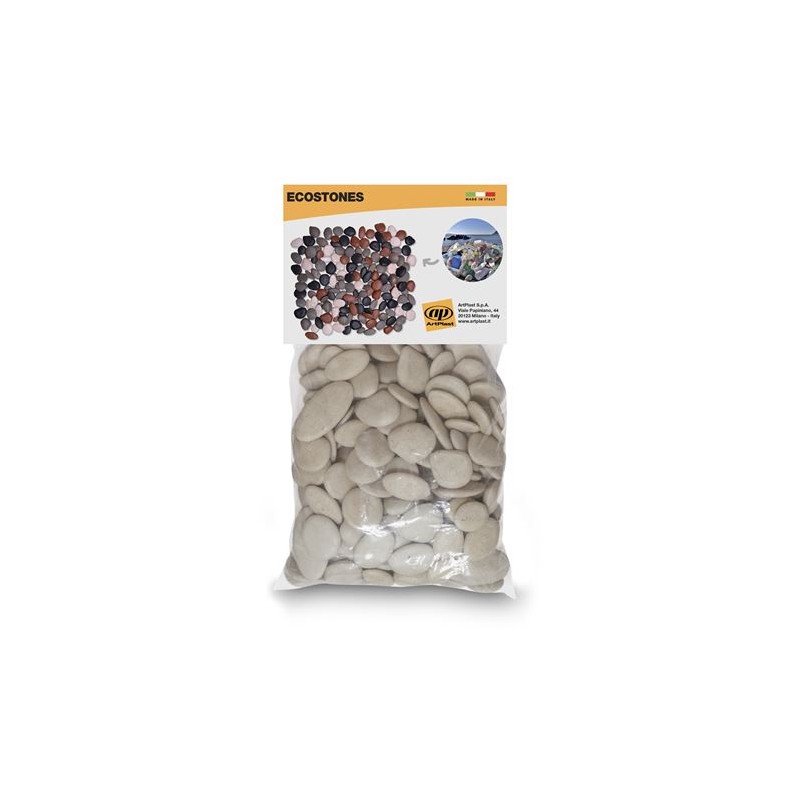 PIEDRAS DECORATIVAS JARDIN EN POLIPROPILENO REGENERADO 1KG BLANCO-GRIS CLAR