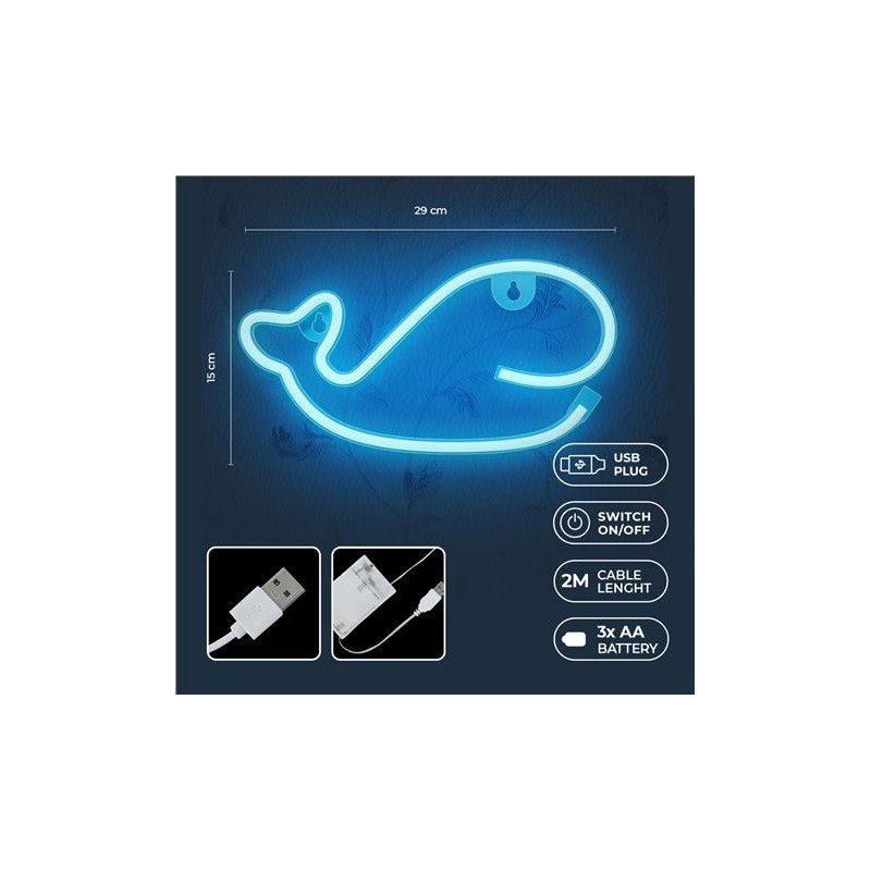 LAMPARA DECORATIVA NEON LED WHALE...