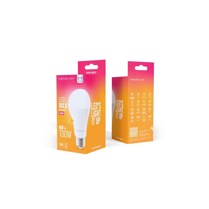 BOMBILLA LED A65 | 17W | 2100LM | E27 | LUZ CALIDA | FOREVER