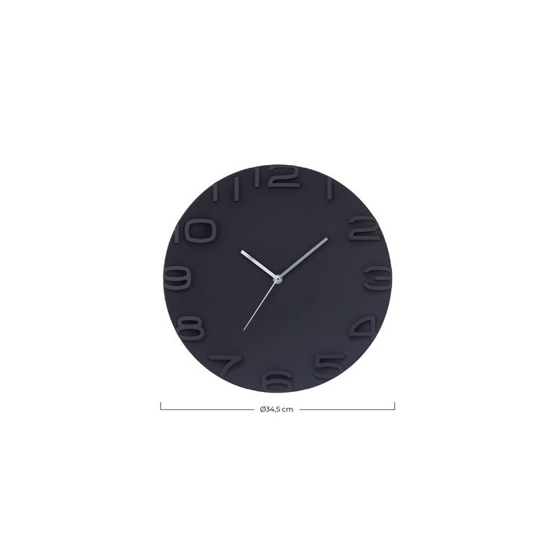 RELOJ DE PARED MODERNO 3D NEGRO 34.5CM