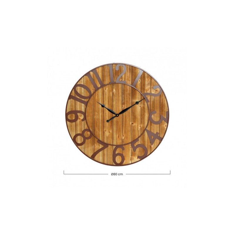 RELOJ DE PARED VINTAGE MADERA OSCURA 80CM