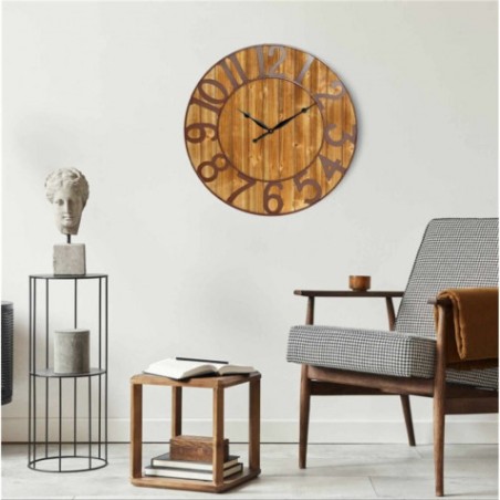 RELOJ DE PARED VINTAGE MADERA OSCURA 80CM