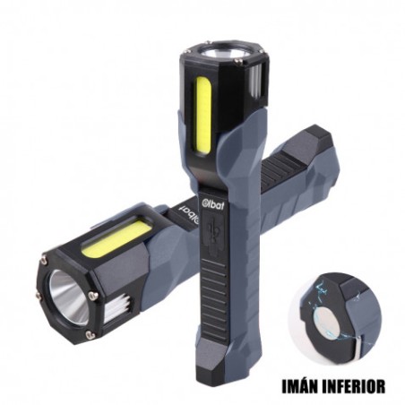 LINTERNA DE TRABAJO LED RECARGABLE 1000LM IPX5 CABEZAL ROTATIVO 90º ELBAT
