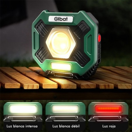 FOCO LED MULTIFUNCIÓN RECARGABLE 20W 2000LM LUZ FRIA ELBAT