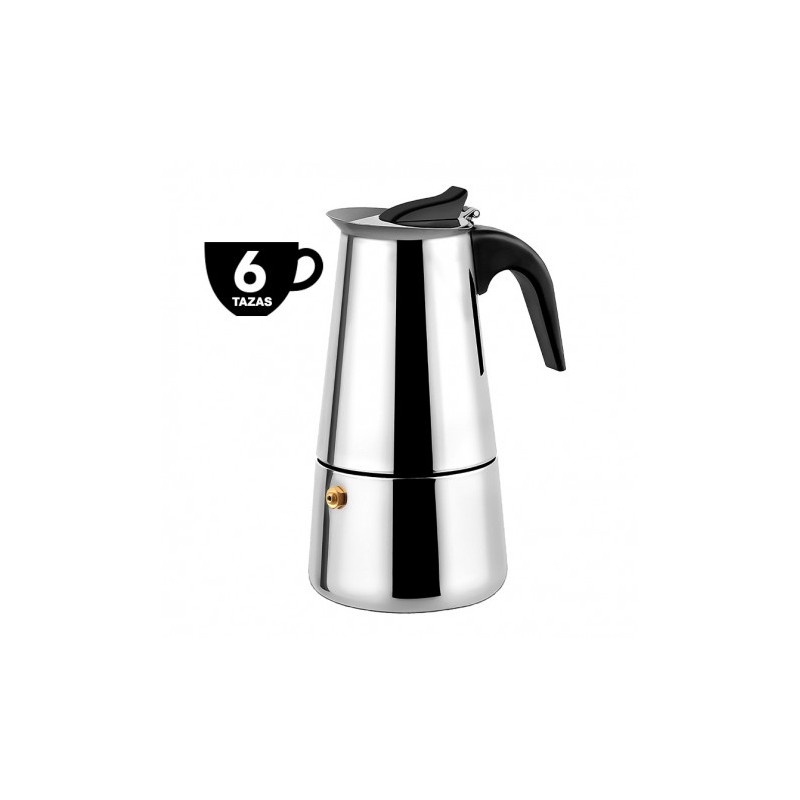 CAFETERA ESPRESSO ITALIANA DE ACERO INOXIDABLE 6 TAZAS MUVIP