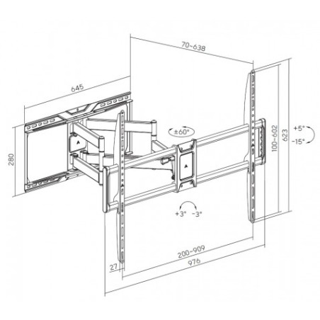 SOPORTE ARTICULADO REFORZADO TV LED, LCD 50"-105" CROMAD