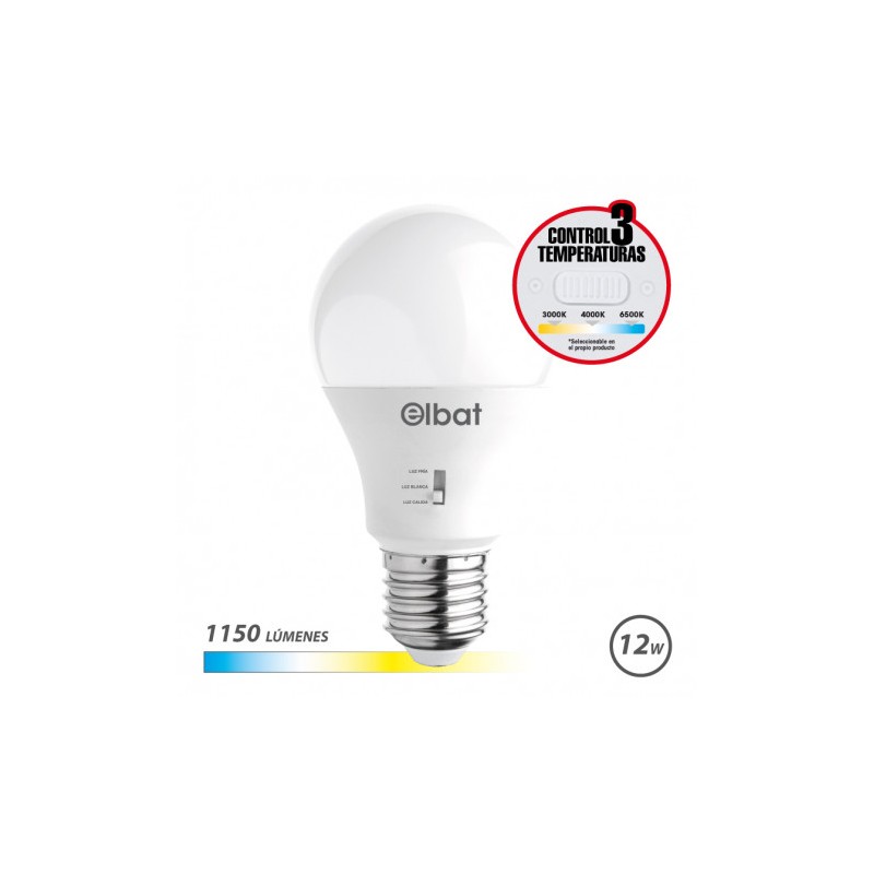 BOMBILLA LED A60 | 12W | 1150LM | E27 | LUZ CALIDA/BLANCA/FRIA | ELBAT