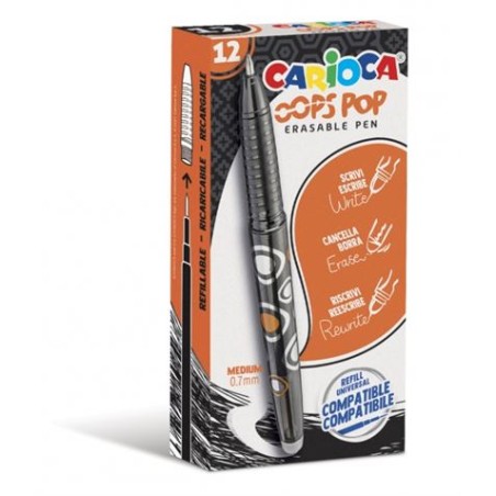 BOLIGRAFO ERGONOMICO BORRABLE PUNTA 0.7MM NEGRO CON GOMA CARIOCA