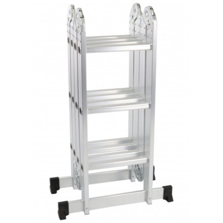 ESCALERA ALUMINIO ARTICULADA 3X4 PLATAFORMA MADER