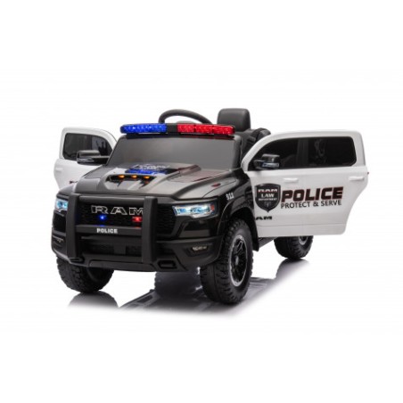 COCHE INFANTIL A BATERIA CON CONTROL REMOTO RAM 1500 POLICIA NEGRO