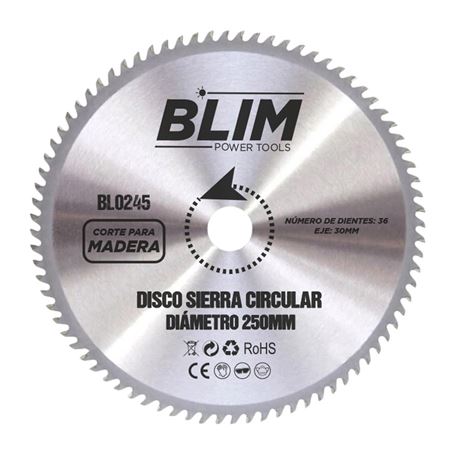 DISCO CORTE MADERA PARA SIERRAS 250MM. BLIM - BL0245