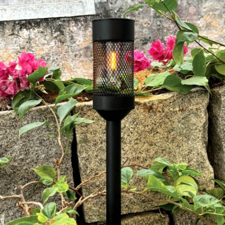 ESTACA SOLAR CON MALLA DE ACERO LUZ CALIDA 72X72MM