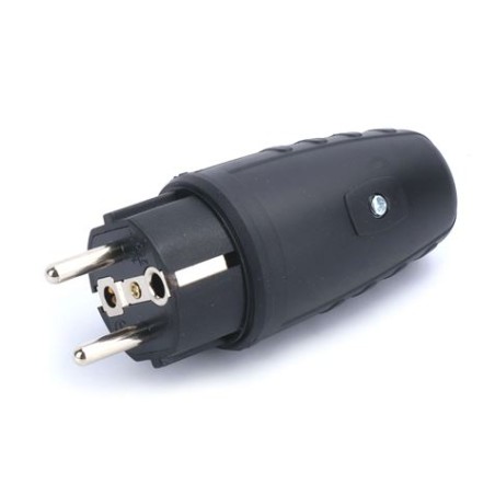CLAVIJA ELECTRICA MACHO CON TIERRA RECUBIERTO GOMA MADER
