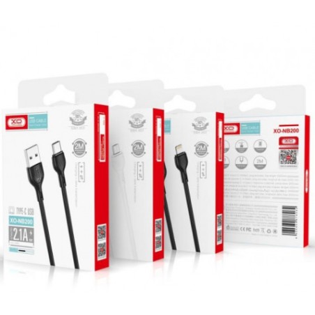 CABLE 2.1A USB A LIGTHNING 2 METROS NEGRO NB200 XO