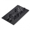 PLACA A GAS PARA ENCASTRAR 2 FUEGOS CRISTAL NEGRO MUVIP