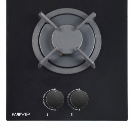 PLACA A GAS PARA ENCASTRAR 2 FUEGOS CRISTAL NEGRO MUVIP