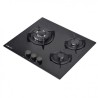 PLACA A GAS PARA ENCASTRAR 3 FUEGOS CRISTAL NEGRO MUVIP