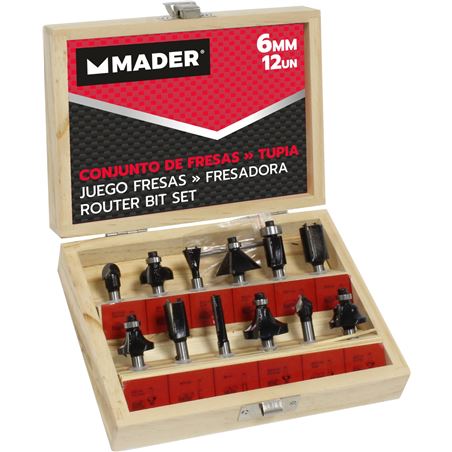 JUEGO 12 PCS FRESAS 6MM PARA MADERA MADER - 63441