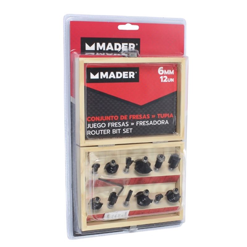 JUEGO 12 PCS FRESAS 6MM PARA MADERA MADER - 63441-2