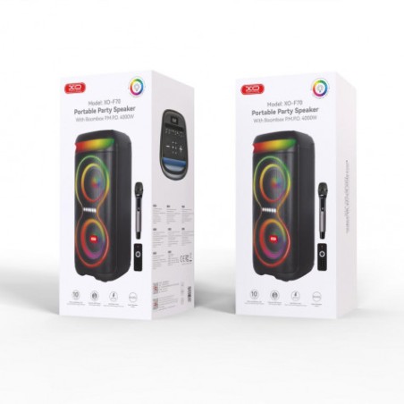 ALTAVOZ KARAOKE 40W CON MICROFONO INALAMBRICO Y RGB F70 XO