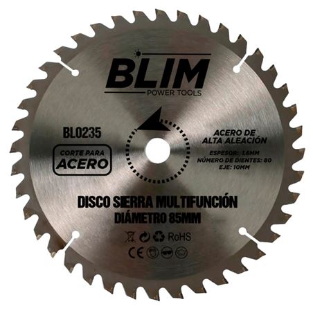 DISCO CORTE ACERO PARA SIERRAS MULTIFUNCION 85MM. BLIM - BL0235