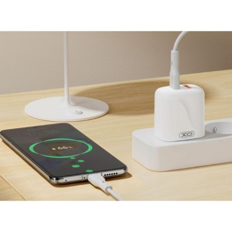 CARGADOR USB+USB-C 20W L158 CON CABLE TIPO C BLANCO XO