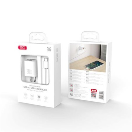 CARGADOR USB+USB-C 30W L149 CON CABLE TIPO C BLANCO XO