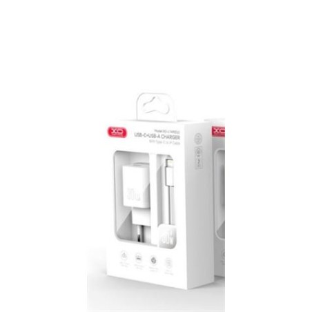 CARGADOR USB+USB-C 30W L149 CON CABLE LIGHTNING BLANCO XO