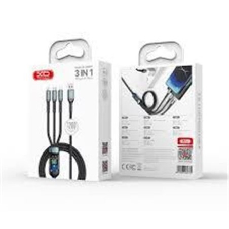 CABLE USB 3 EN 1 LIGHTNING / TIPO-C / MICRO USB) 1.2 METROS