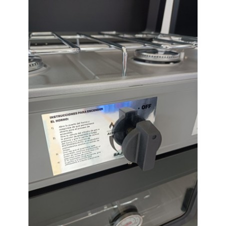 COCINA 2 FUEGOS CON TAPA + HORNO DE GAS CON SISTEMA DE SEGURIDAD MUVIP